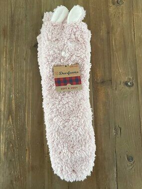 🐰 Dearfoams Soft & Cozy pink bunny slipper socks NWT